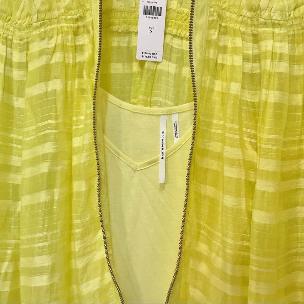 Anthropologie Zip-Front Mini Dress Yellow Size S, NWT - Picture 5 of 6